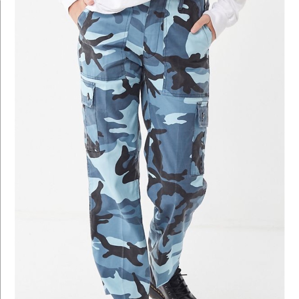 Vintage blue camo adjustable cargo pants